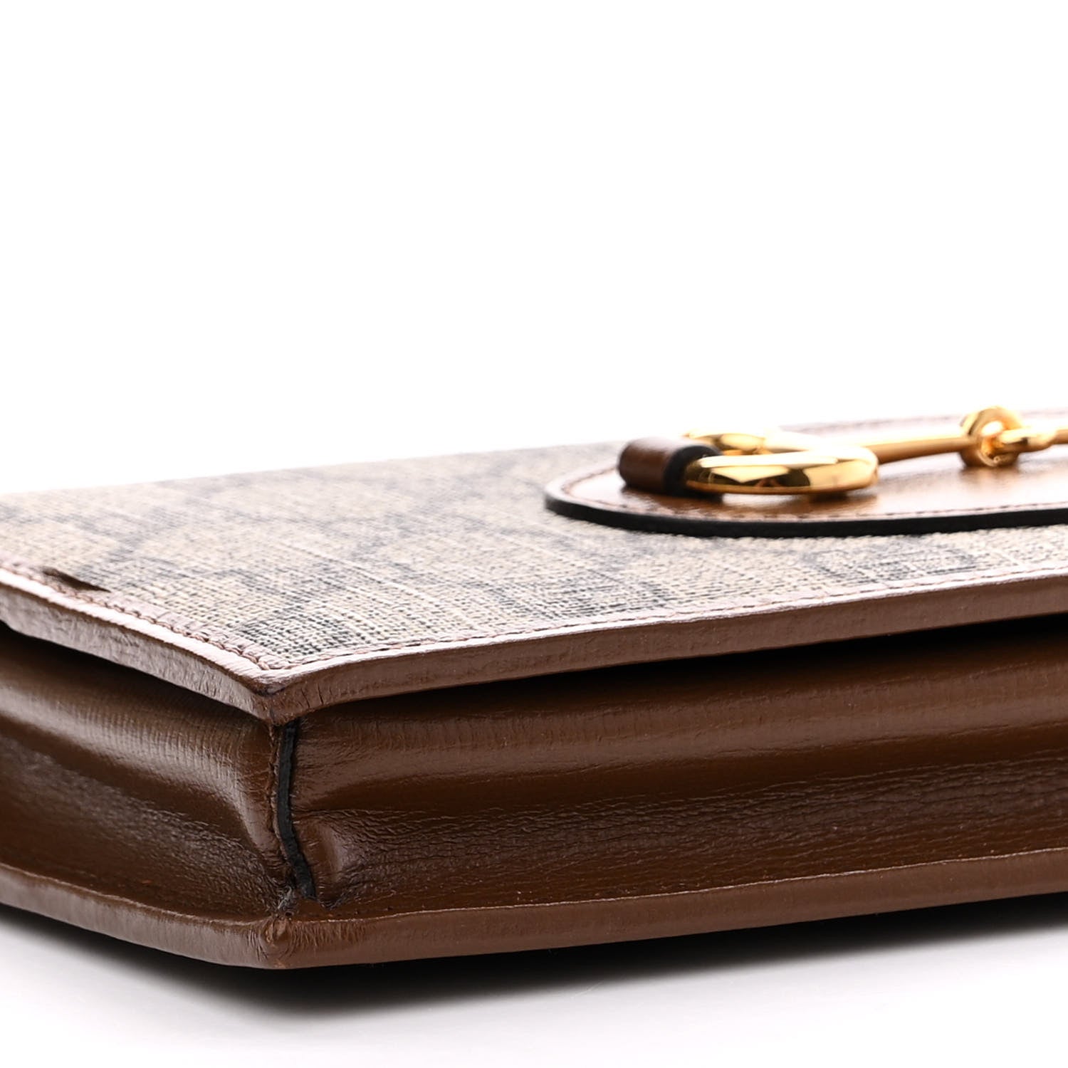 Gucci GG Supreme Monogram Azalea Calfskin Horsebit 1955 Wallet On Chain Beige Ebony Brown Sugar 10 of 11