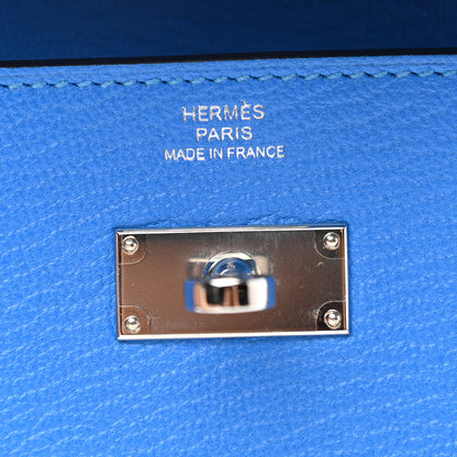 Hermes Chevre Mysore Kelly Longue Wallet Bleu Hydra 6 of 7