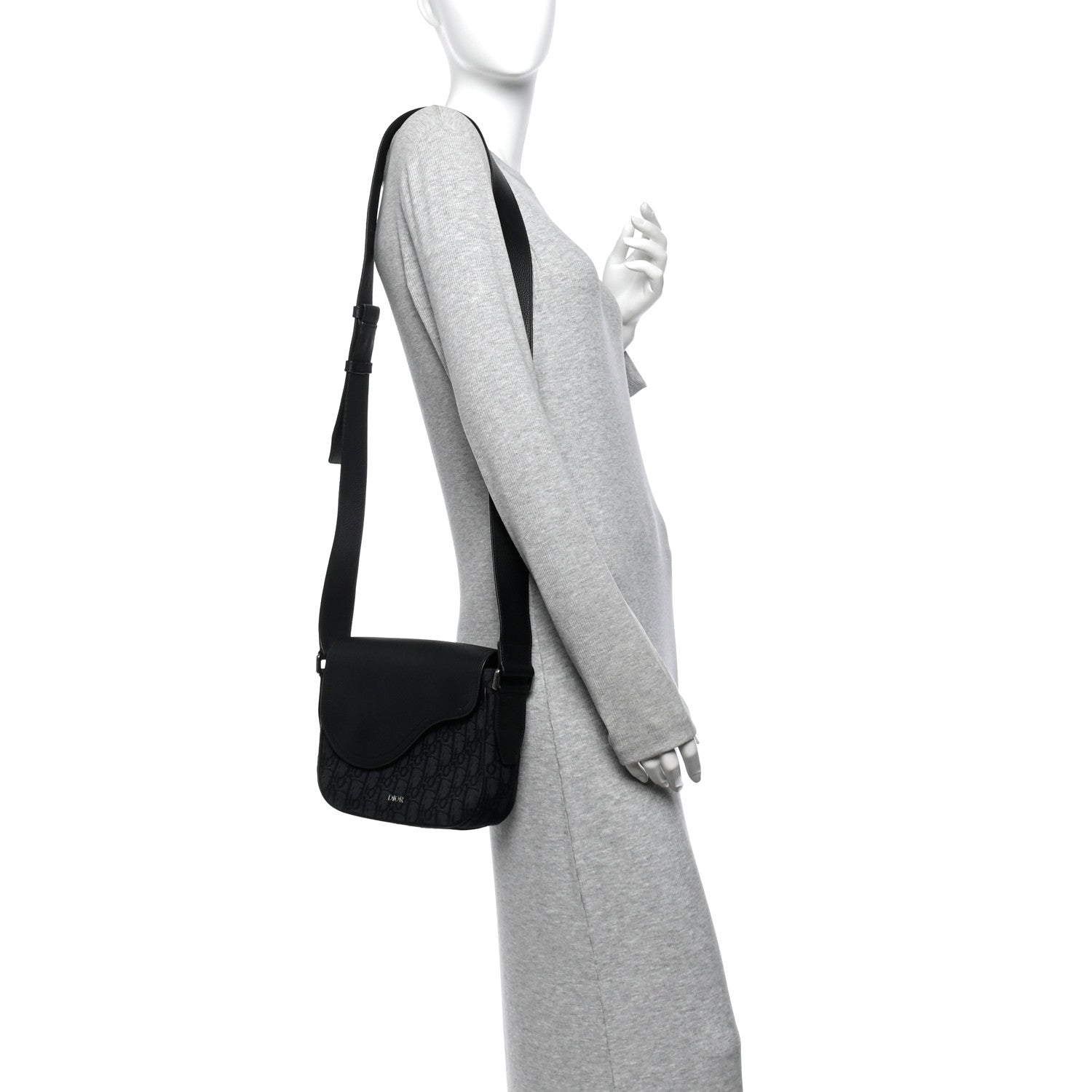 Christian Dior Grained Calfskin Oblique Mini Saddle Messenger Black 2 of 11