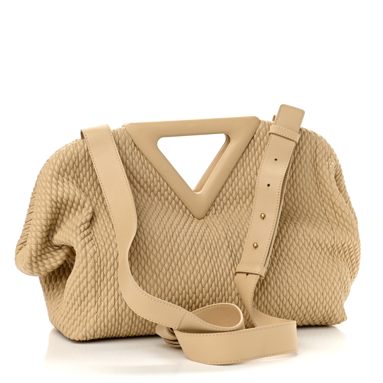 Bottega Veneta Lambskin Knit Large The Point Triangle Bag Porridge 3 of 9