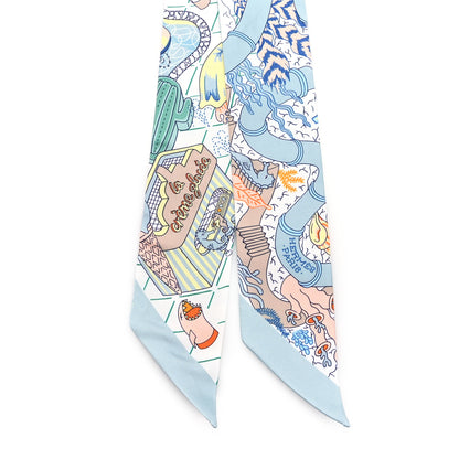 Hermes Silk Splash Park Twilly Vert De Gris Jaune Bleu 2 of 4
