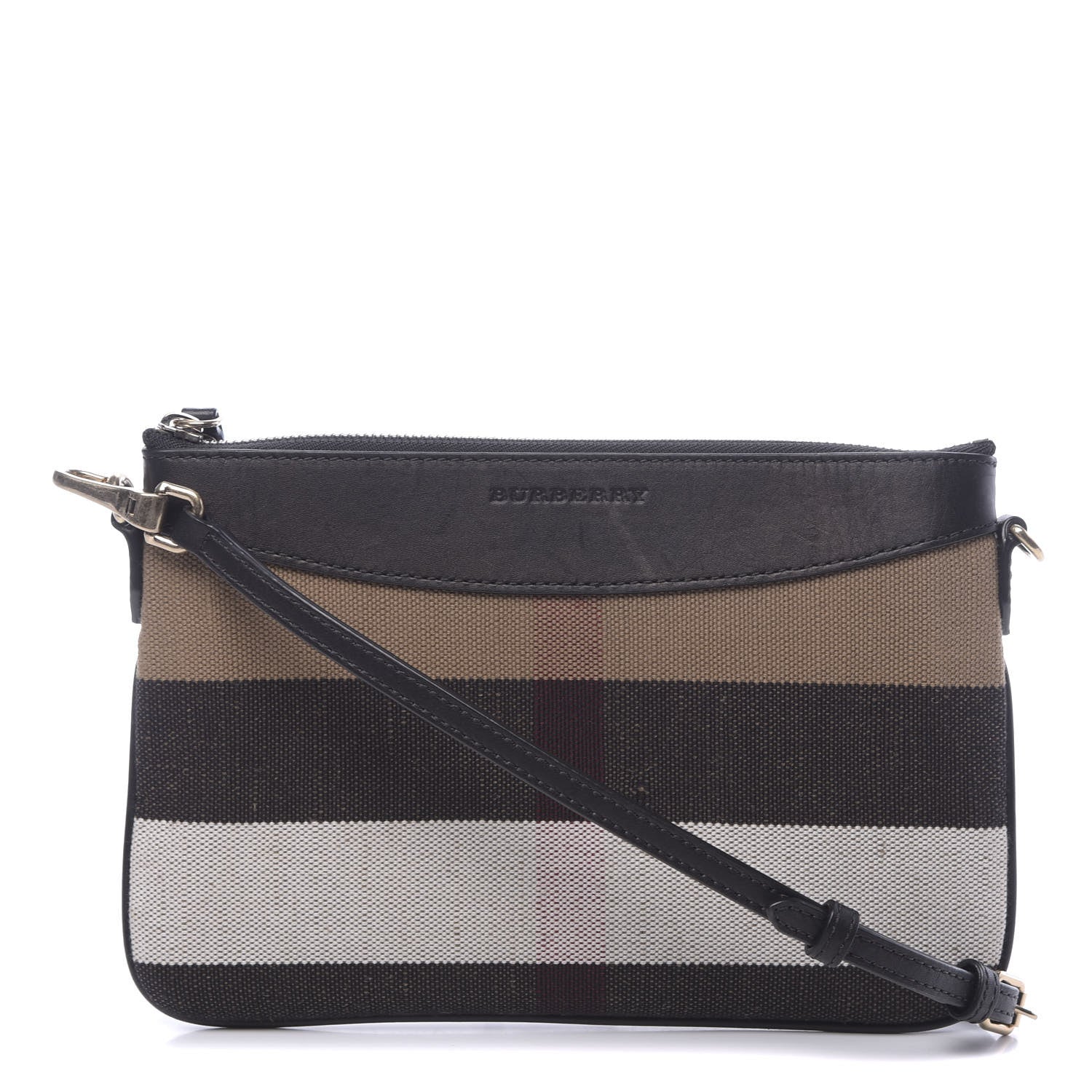 Burberry Mega Check Peyton Crossbody Clutch Bag Black 1 of 11