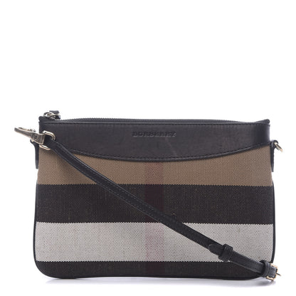 Burberry Mega Check Peyton Crossbody Clutch Bag Black 1 of 11