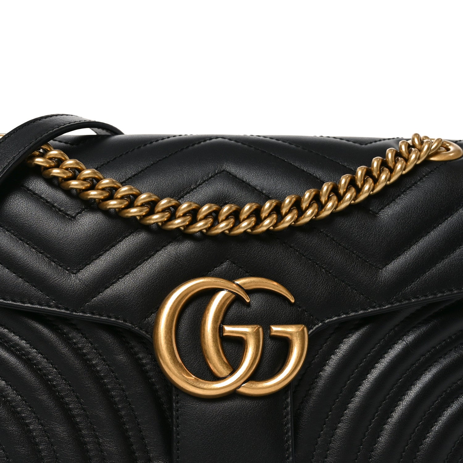 Gucci Calfskin Matelasse Small GG Marmont Shoulder Bag Black 8 of 10