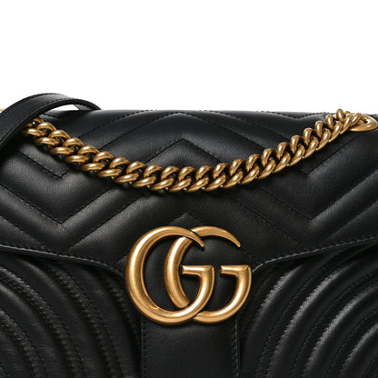 Gucci Calfskin Matelasse Small GG Marmont Shoulder Bag Black 8 of 10
