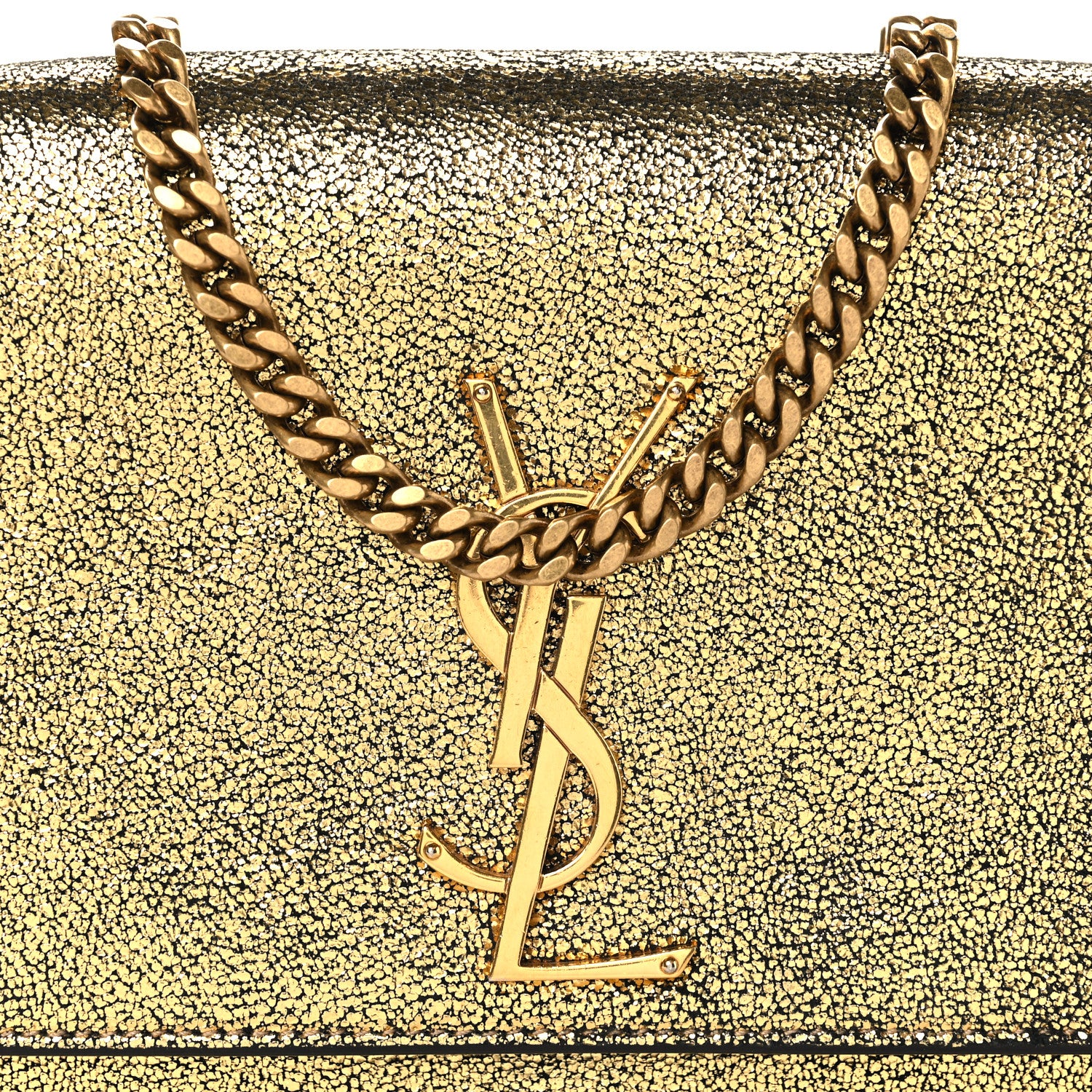 Saint Laurent Metallic Calfskin Small Classic Monogram Kate Tassel Satchel Gold 8 of 10