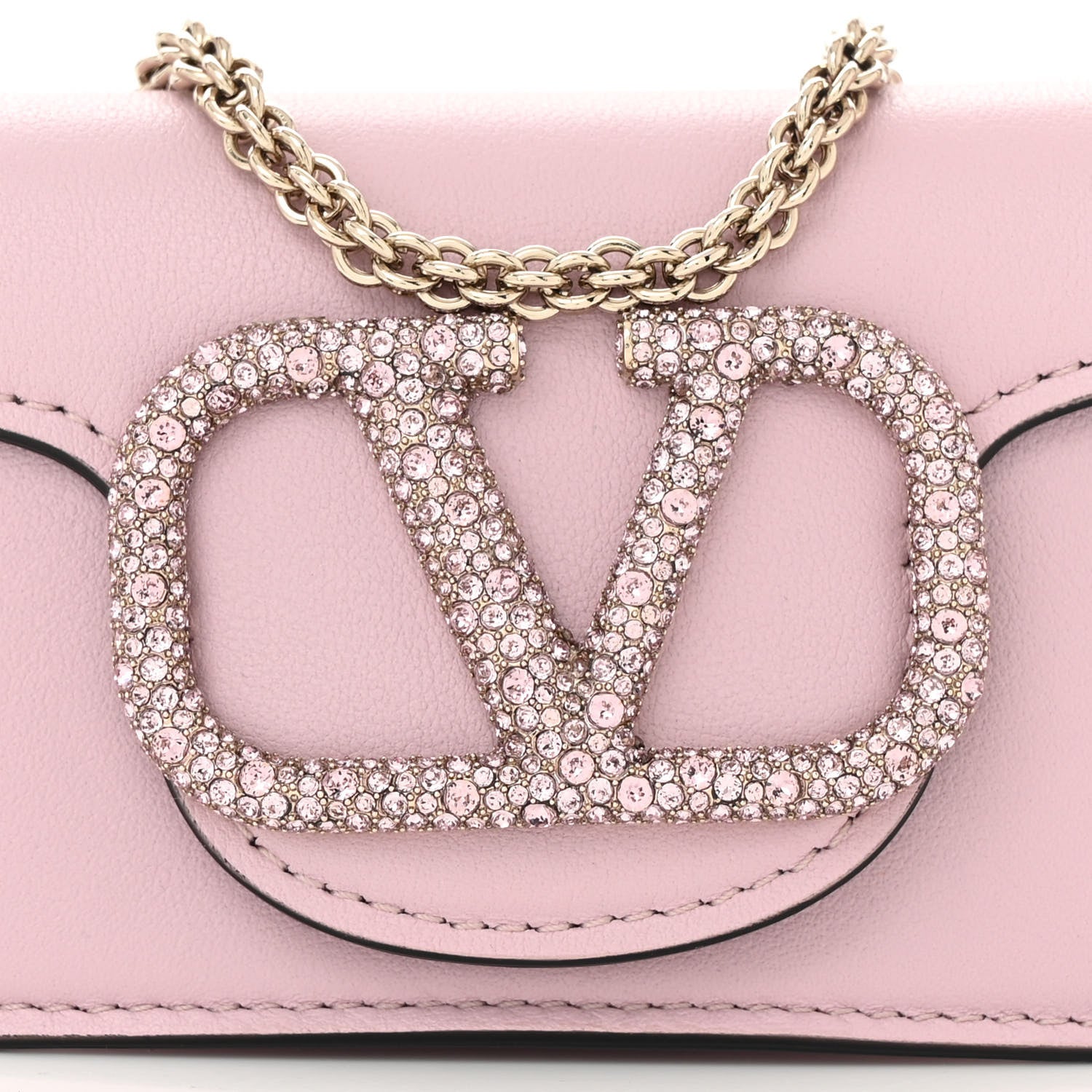Valentino Garavani Calfskin Crystal Vlogo Micro Loco Shoulder Bag Rose Cannelle 7 of 9