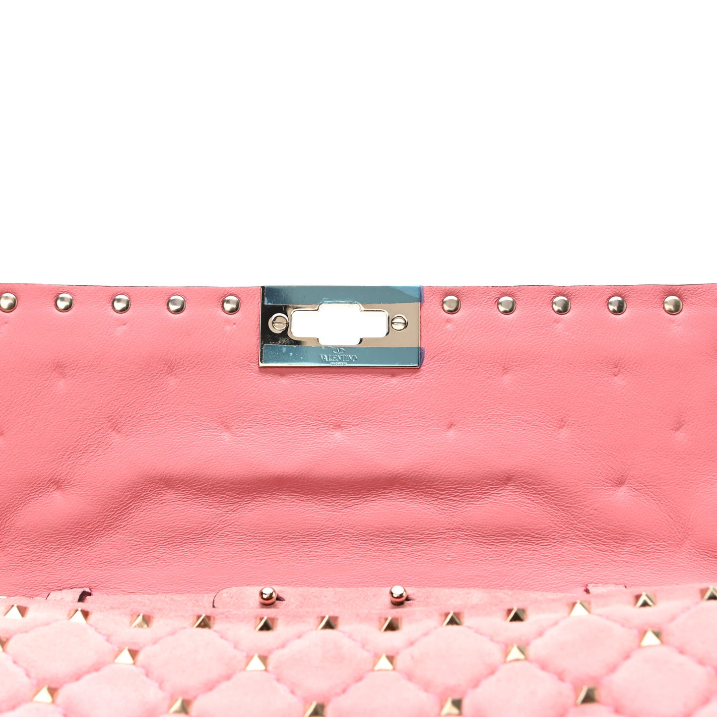 Suede Rockstud Spike Wallet on Chain Paradise Rose