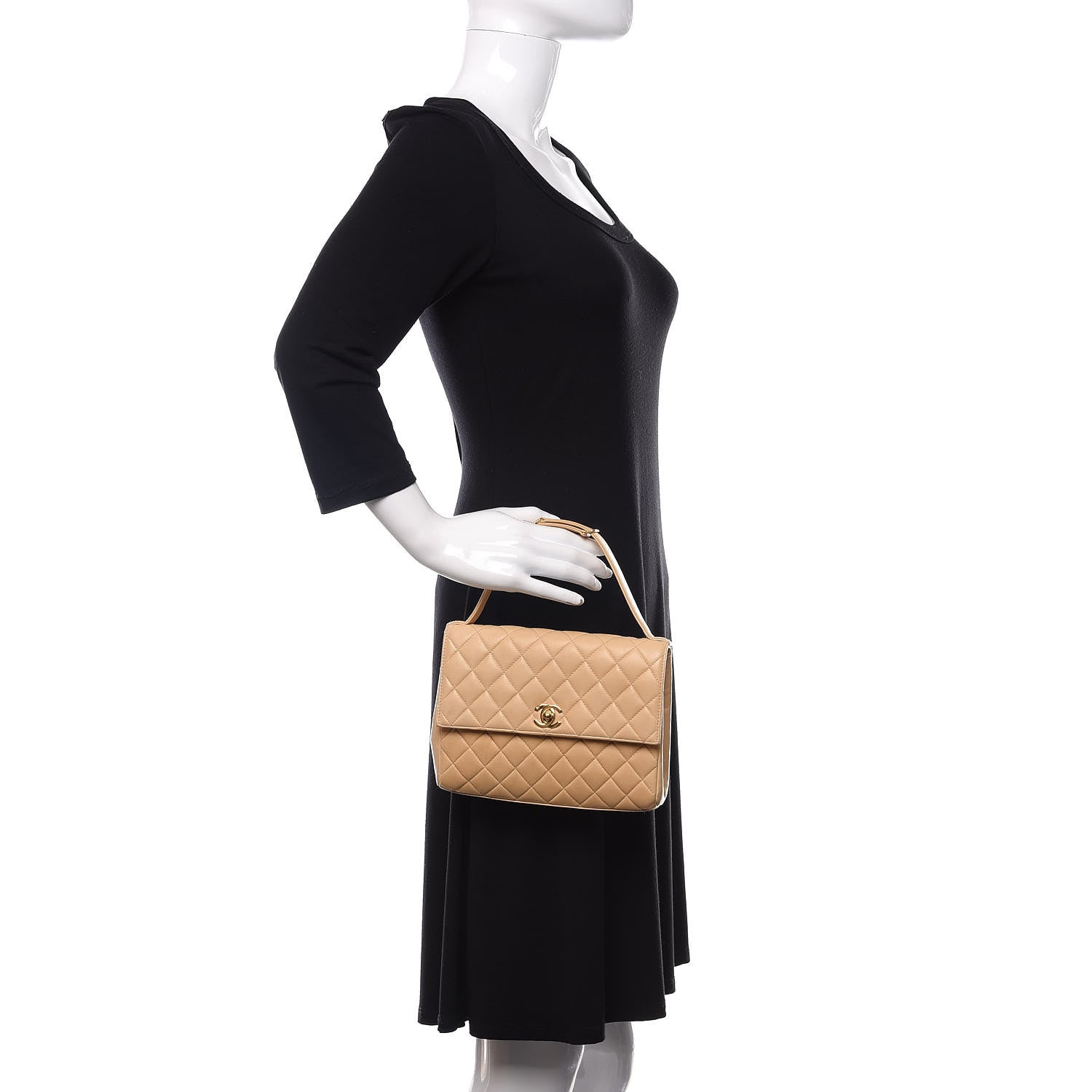 Chanel Lambskin Quilted Small Single Flap Beige Clair 2 of 9