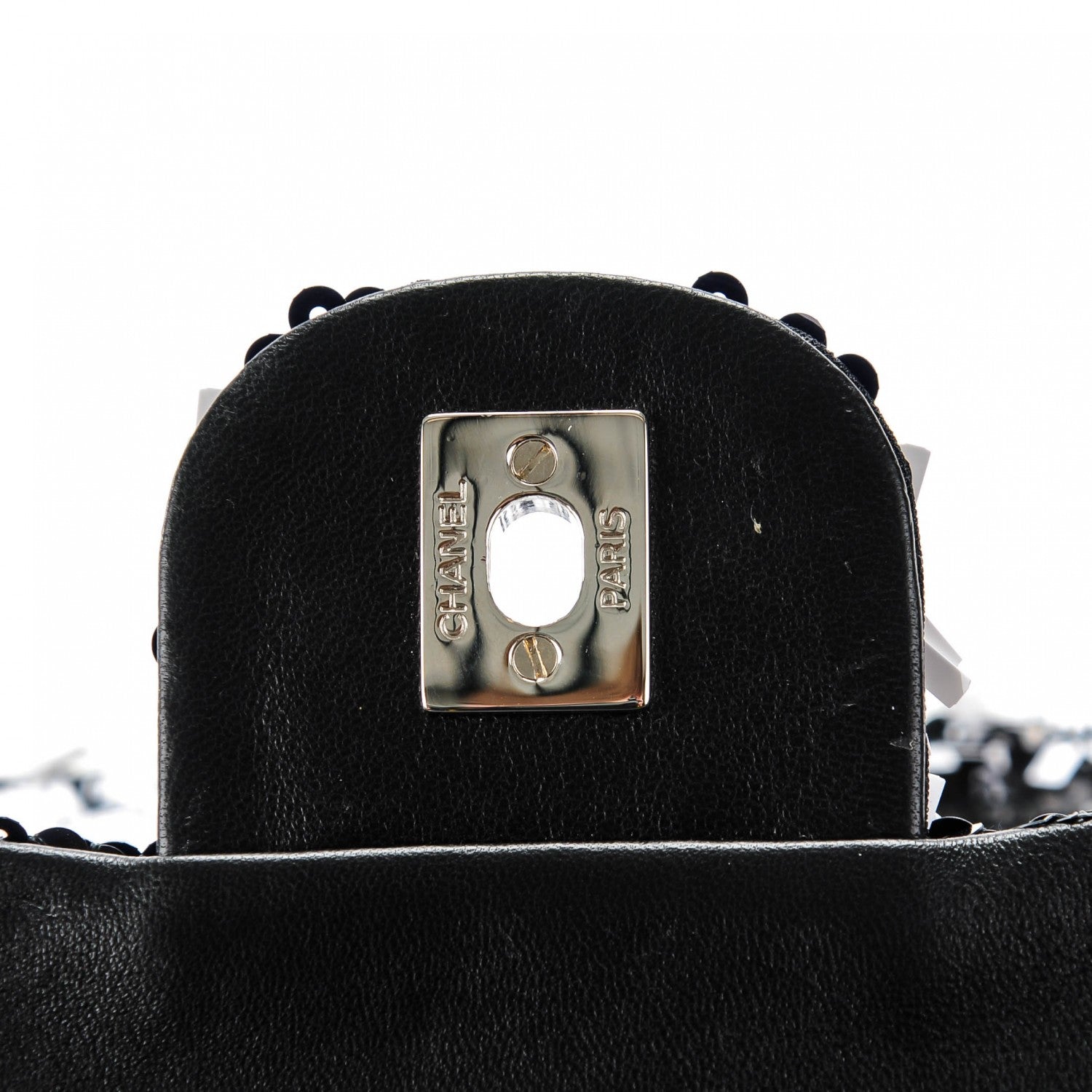 Chanel Sequin Embroidered Medium Flap Black White 8 of 8