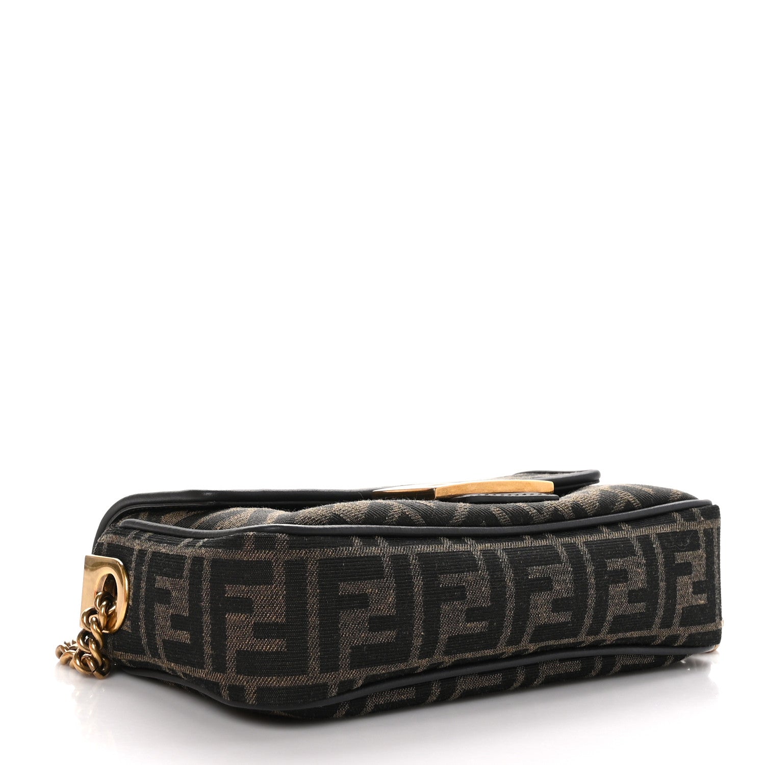 Fendi Fabric Jacquard FF 1974 Midi Chain Baguette Tobacco Moro 4 of 11