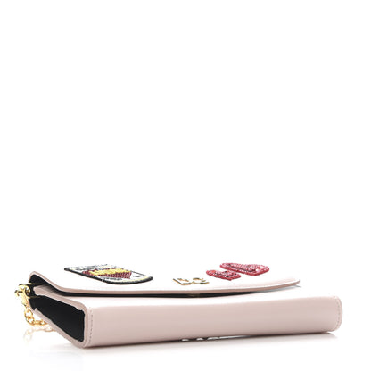 Dolce & Gabbana Vitello Embroidered Amore Wallet On Chain Light Pink 5 of 10