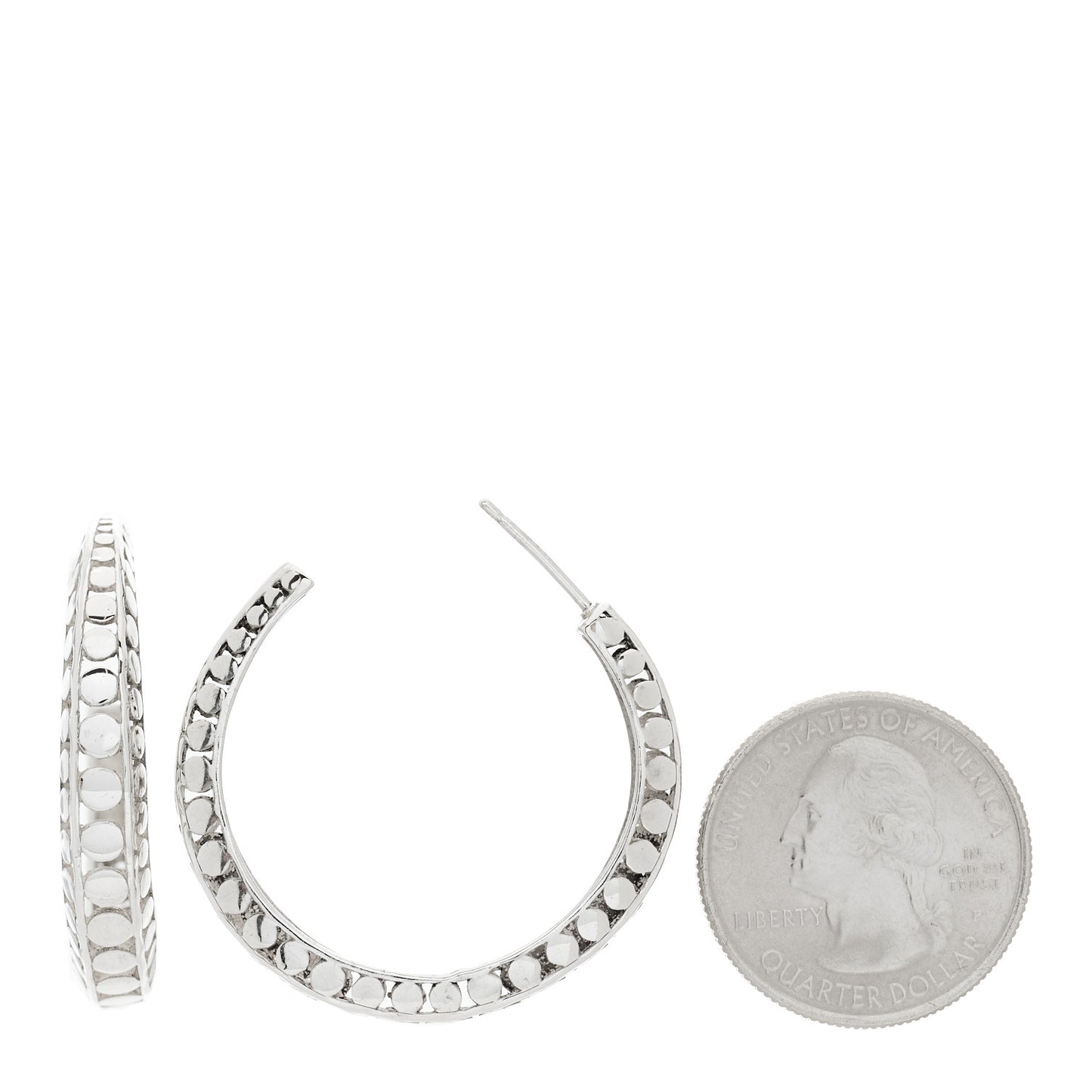 Sterling Silver Dot Open Hoop Earrings