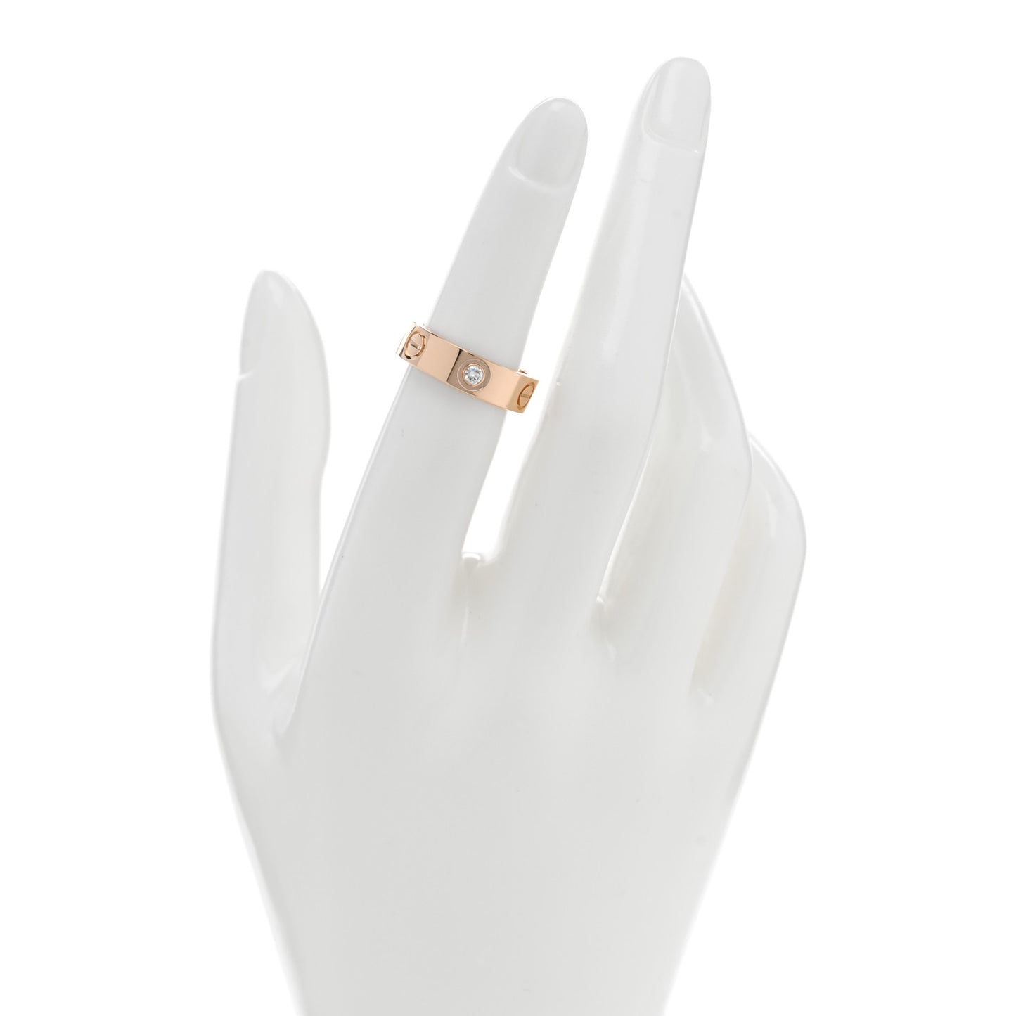 18K Pink Gold 3 Diamond 5.5mm LOVE Ring 50 5.25