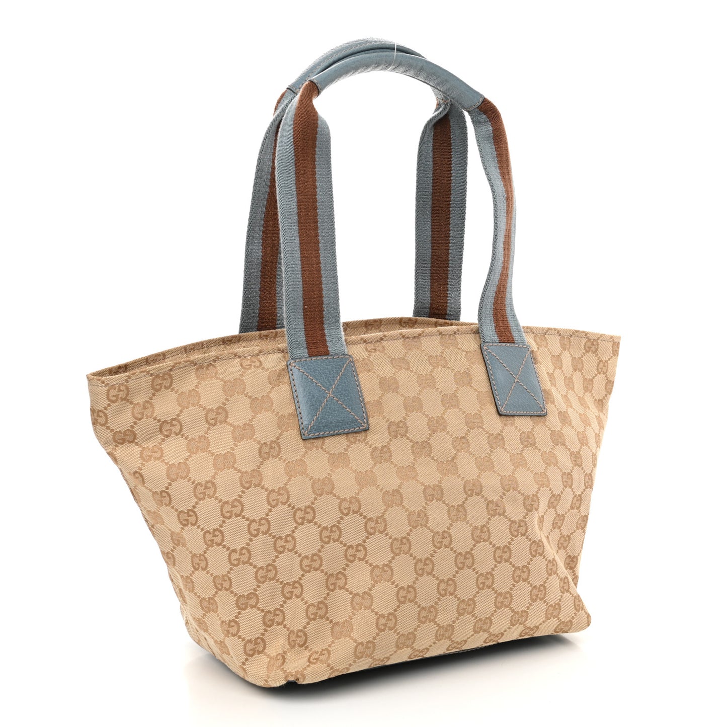 GG Monogram Medium Web Handle Bucket Tote Blue
