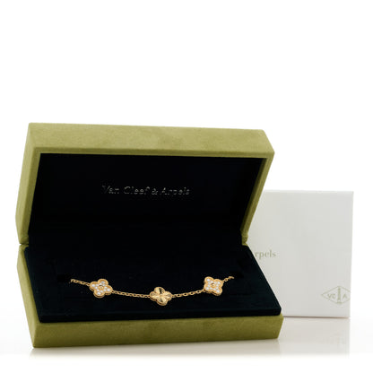 Van Cleef & Arpels 18K Yellow Gold Diamond 5 Motifs Guilloche Vintage Alhambra Bracelet 5 of 5