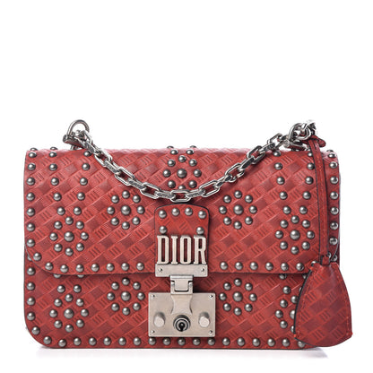 Christian Dior Calfskin Cannage Embossed Studded Small Dioraddict Flap Bag Red 1 of 9