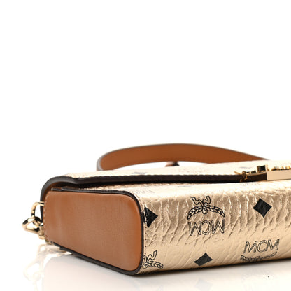MCM Metallic Visetos Medium Millie Crossbody Bag Berlin Gold 8 of 9