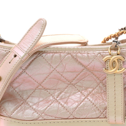 Chanel Iridescent Aged Calfskin Quilted Small Gabrielle Hobo Light Pink 8 of 10