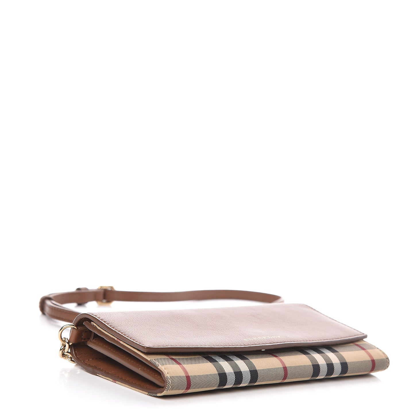 Calfskin Horseferry Check Henley Wallet On Chain Tan