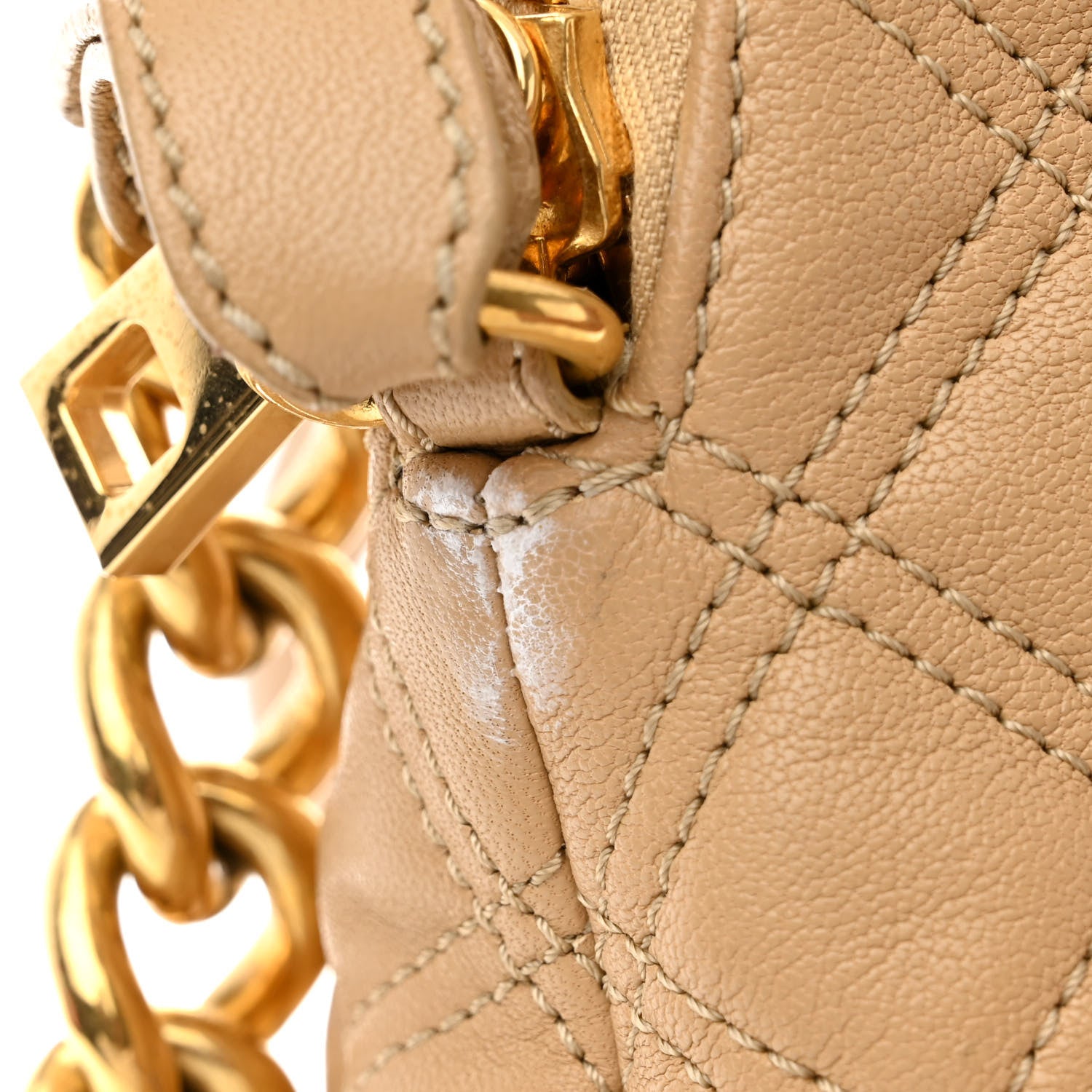 Marc Jacobs Lacquered Goatskin Quilted Karlie Satchel Brown 12 of 16