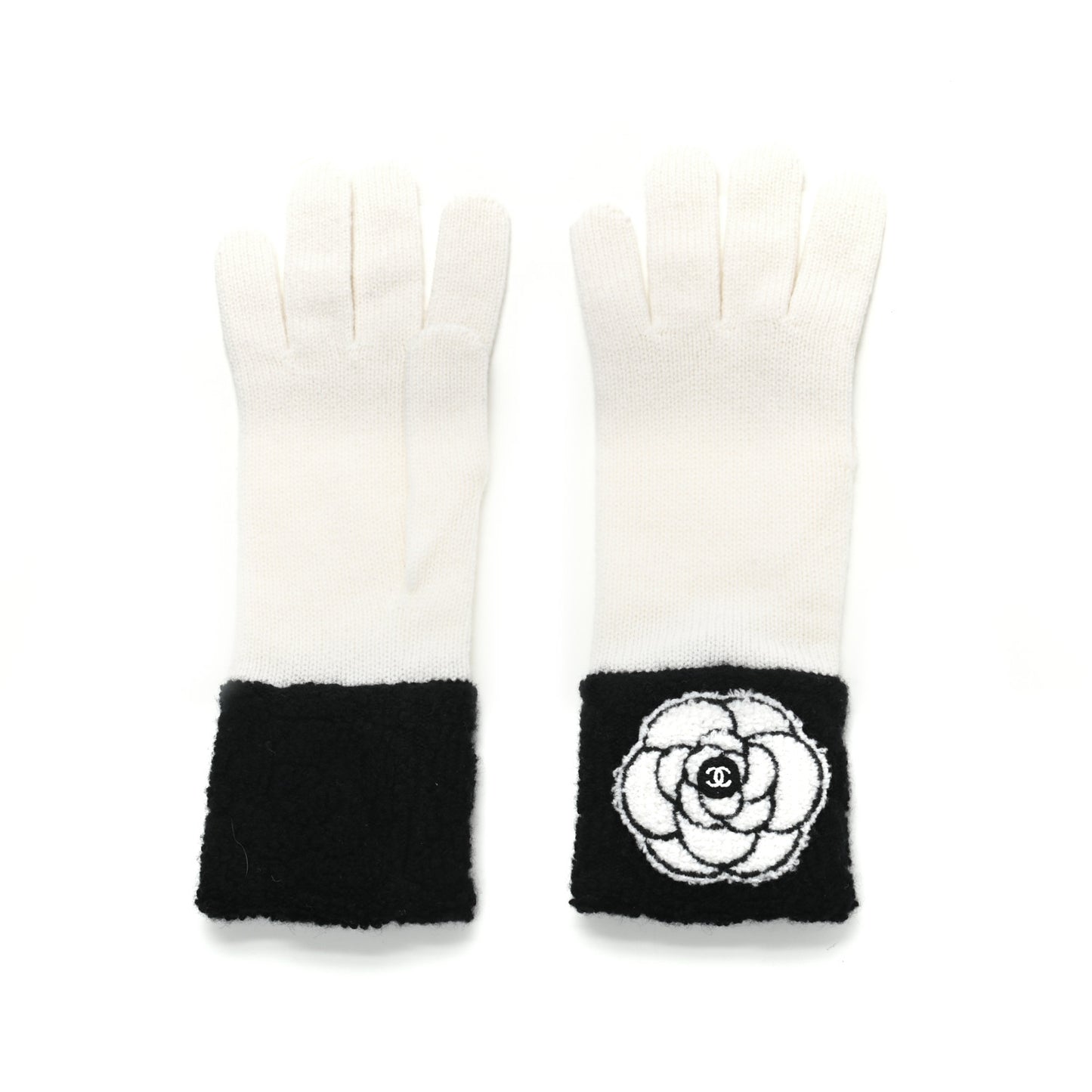 Cashmere Camellia CC Gloves White Black