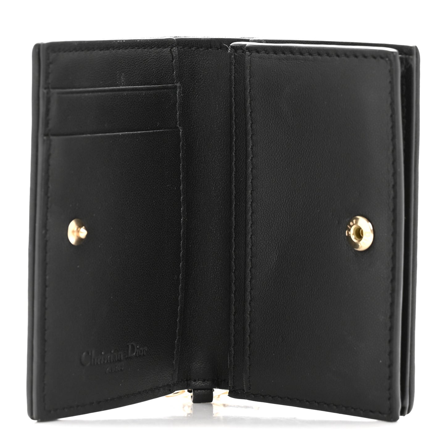 Lambskin Cannage Small Lady Dior Flap Card Holder Black