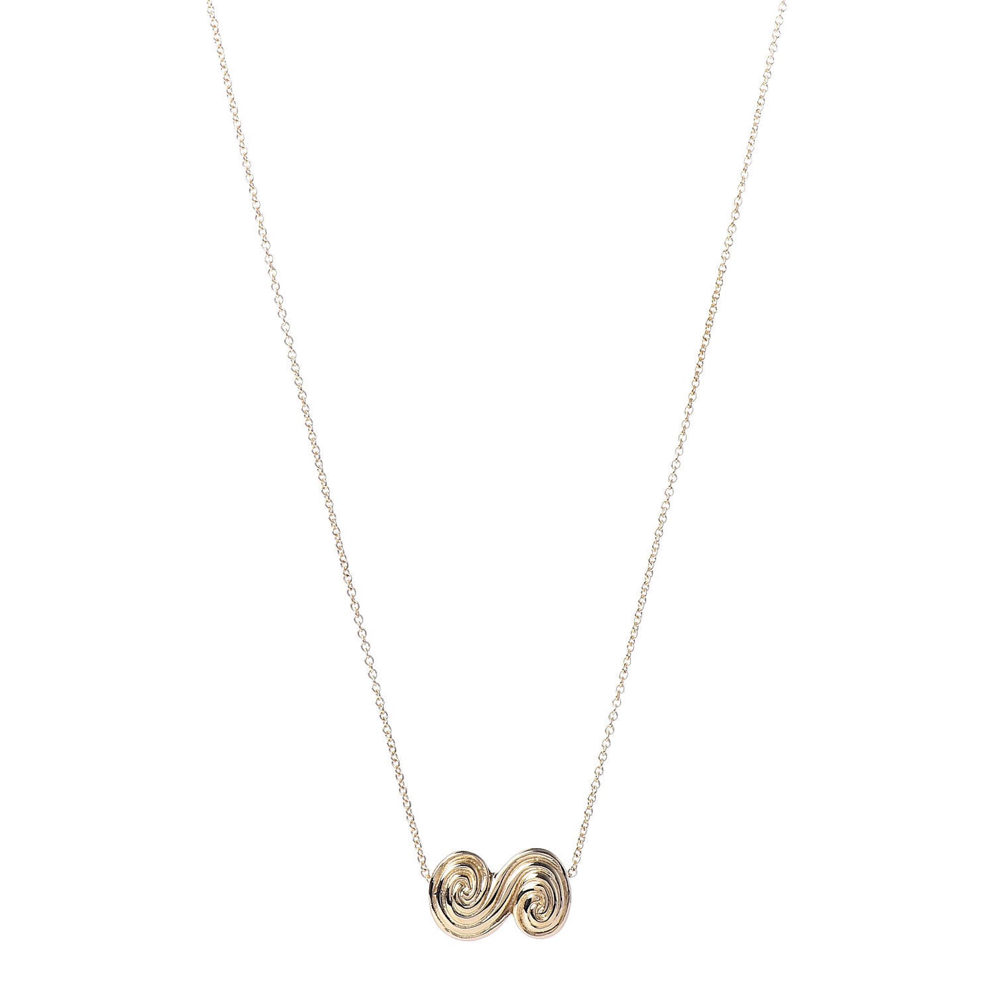 18K Yellow Gold Spiro Swirl Pendant Necklace
