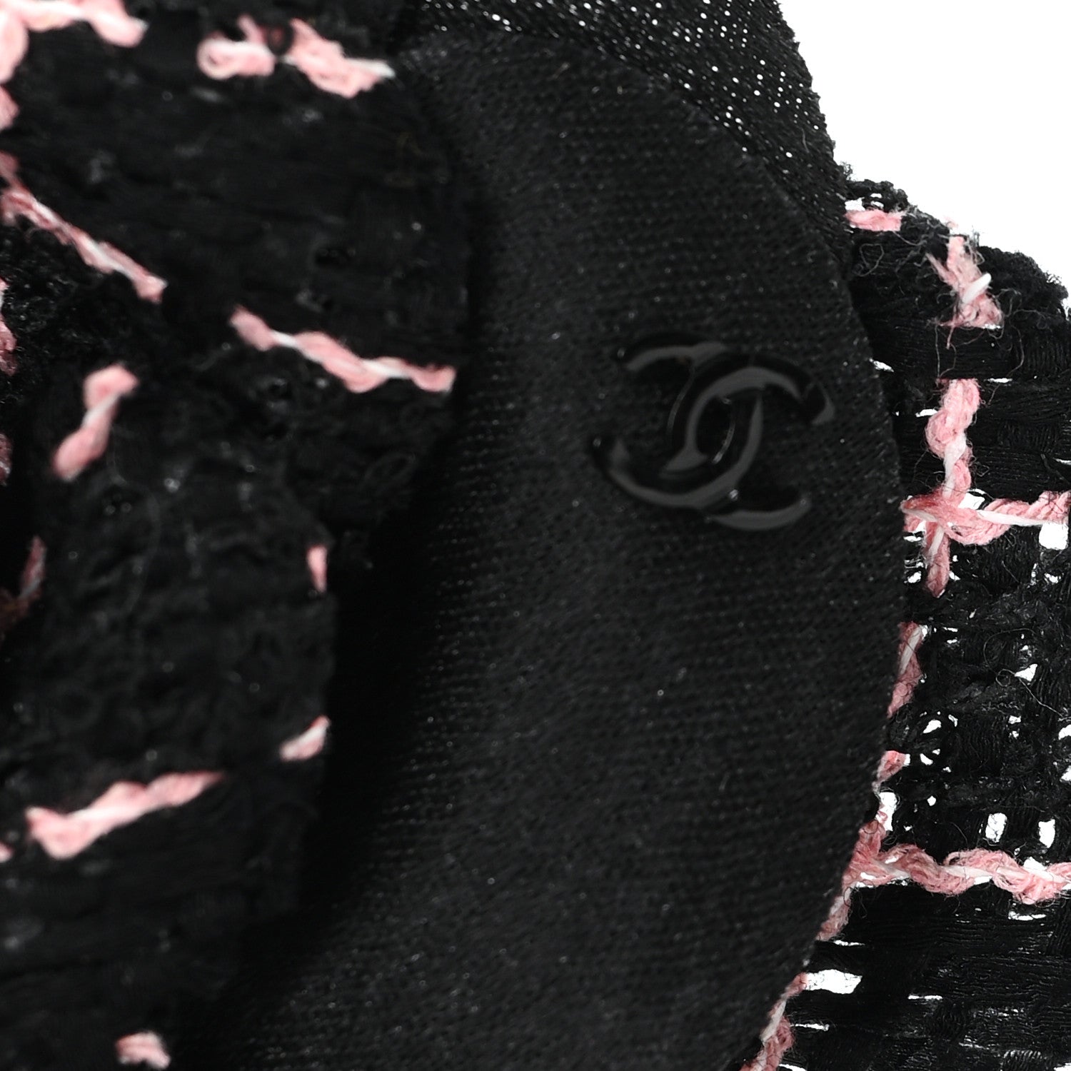 Chanel Tweed Camellia Pin Brooch Black Pink 3 of 3