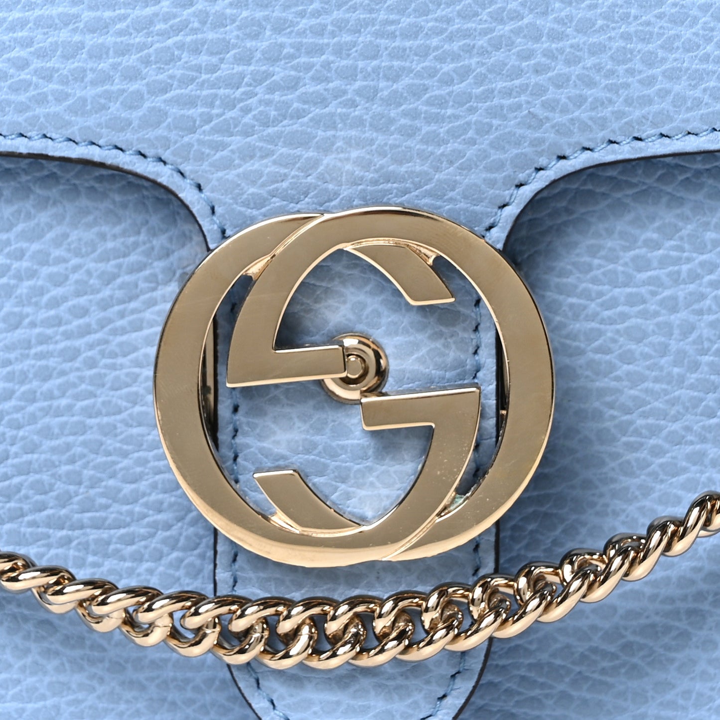 Dollar Calfskin Small Interlocking G Shoulder Bag Mineral Blue