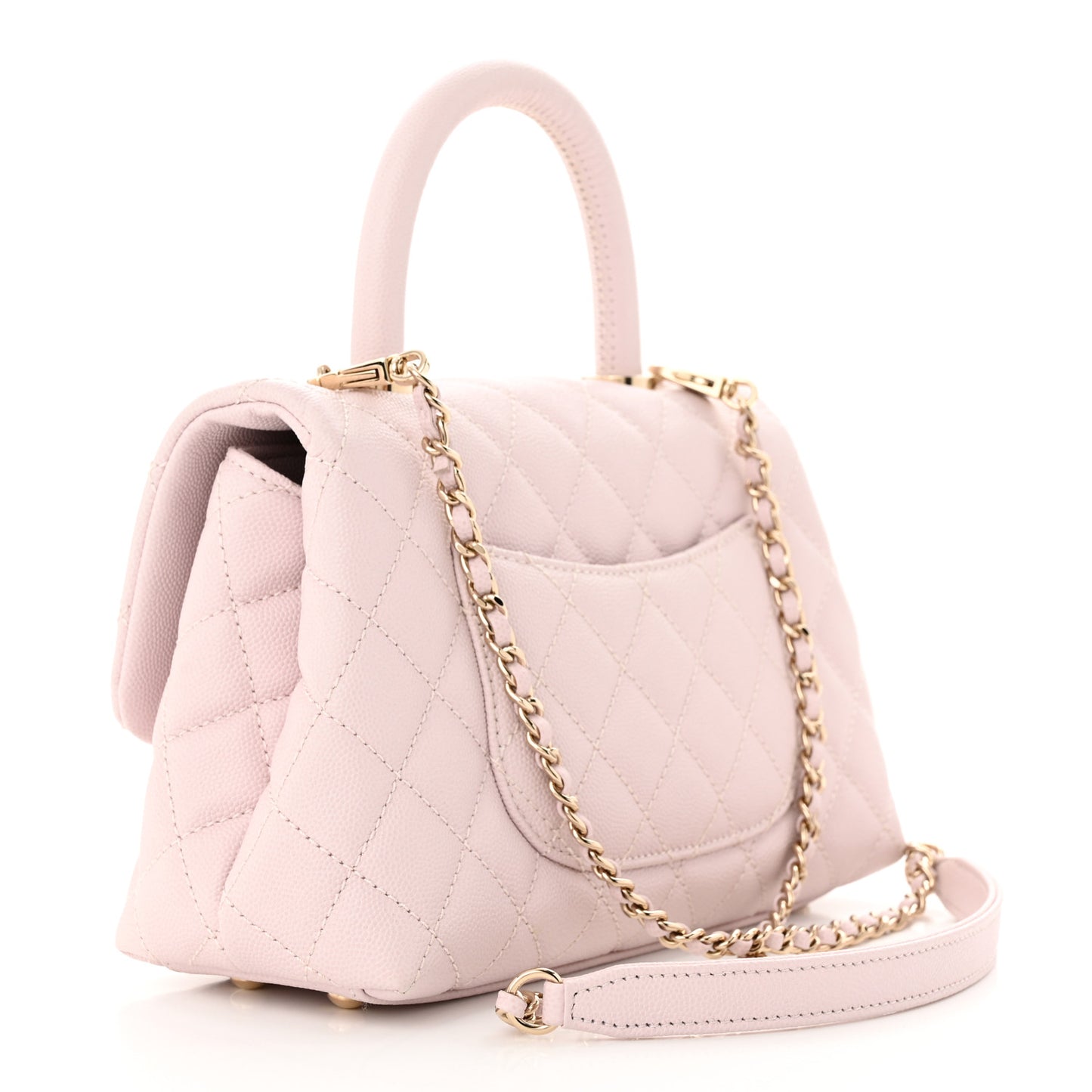Caviar Quilted Mini Coco Handle Flap Light Pink