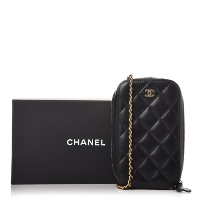 Chanel Lambskin Quilted Zip Phone Case Black 9 of 9