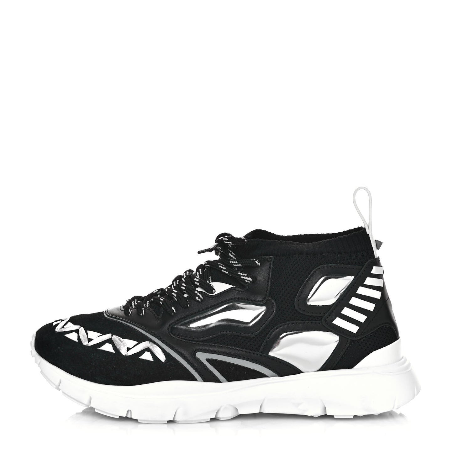 Fabric Suede Calfskin Mens Sneakers 40.5 Black White
