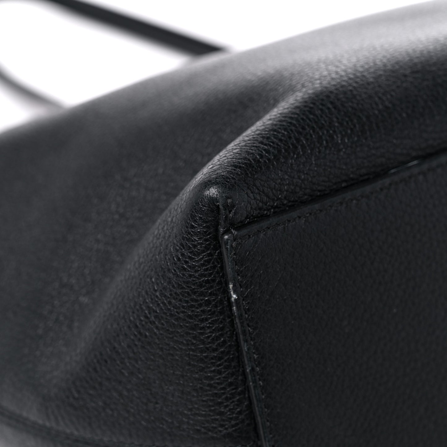 Grained Calfskin Rockstud Shoulder Tote Black
