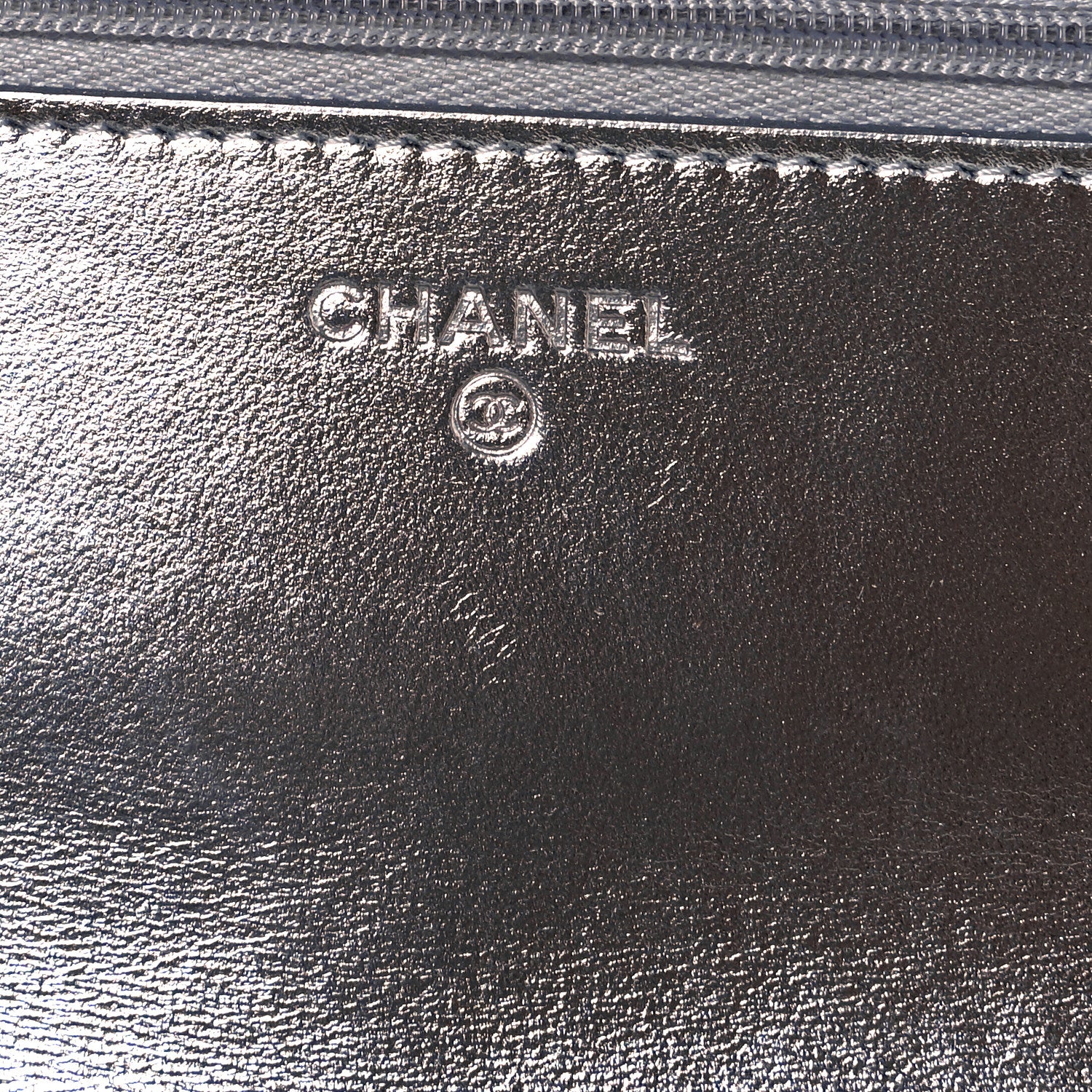 Chanel Hammered Metallic Calfskin Quilted Wallet On Chain WOC Silver 6 of 10