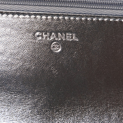 Chanel Hammered Metallic Calfskin Quilted Wallet On Chain WOC Silver 6 of 10