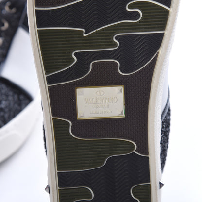 Valentino Garavani Calfskin Glitter Flycrew Sneakers 36.5 Black 8 of 13