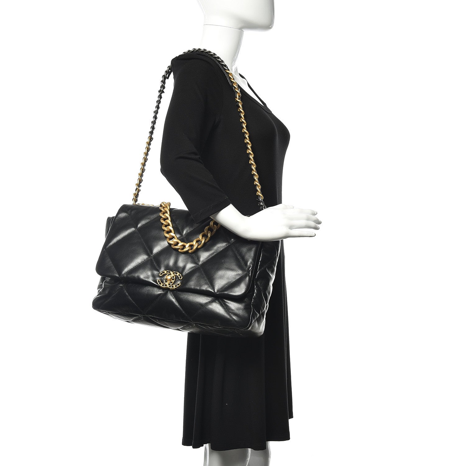 Chanel Goatskin Quilted Maxi 19 Flap Black 2 of 11