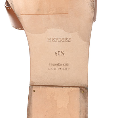 Hermes Box Calfskin Oran Sandals 40.5 Gold 6 of 11