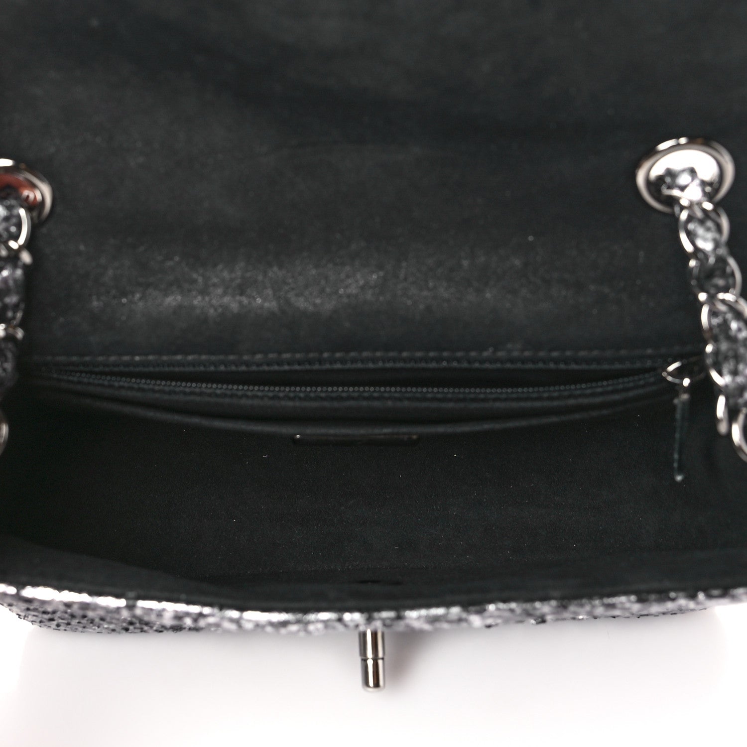 Chanel Metallic Snakeskin Mini Rectangular Flap Silver Black 5 of 9