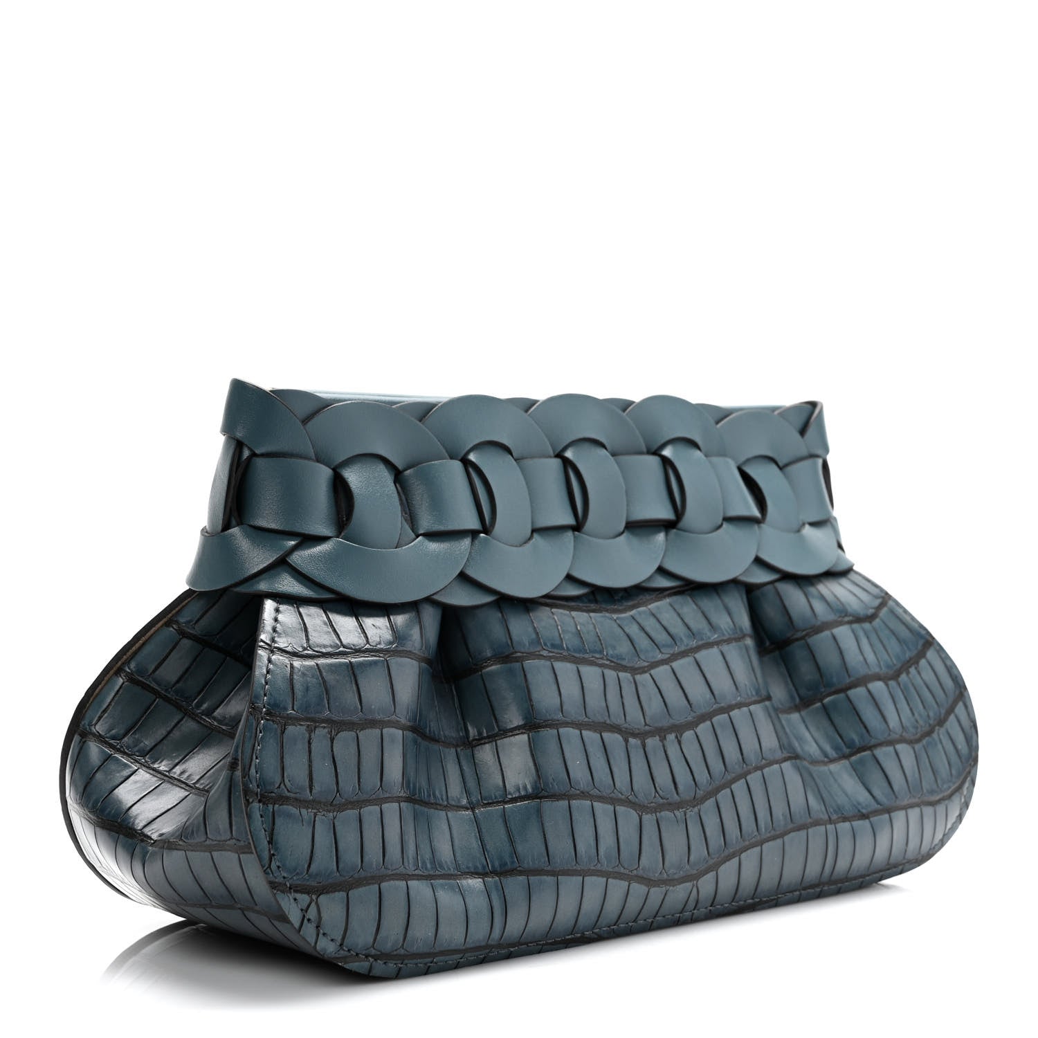 Chloe Crocodile Embossed Calfskin Darryl Clutch Mirage Blue 2 of 7
