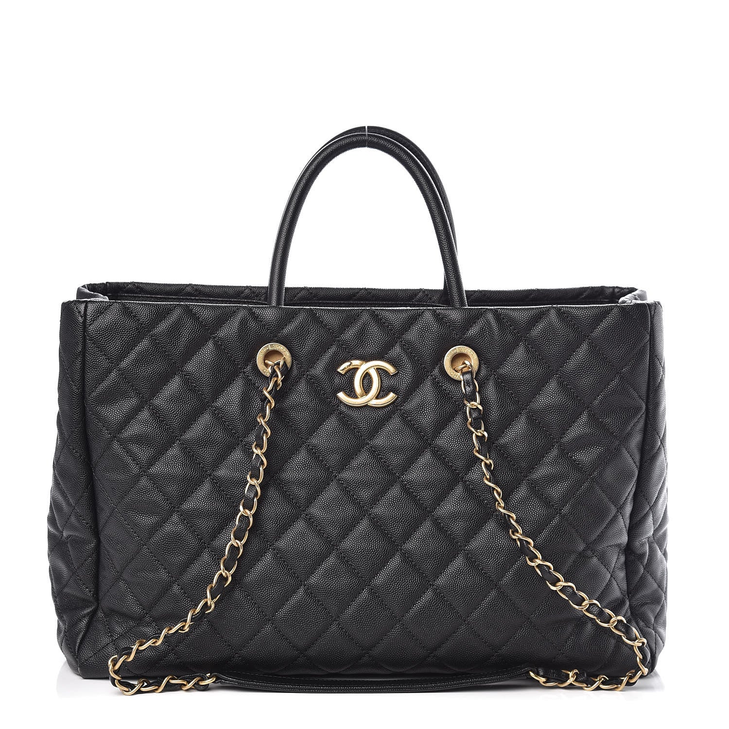 Chanel Caviar Quilted Large Coco Handle Shopping Tote Black 1 of 8