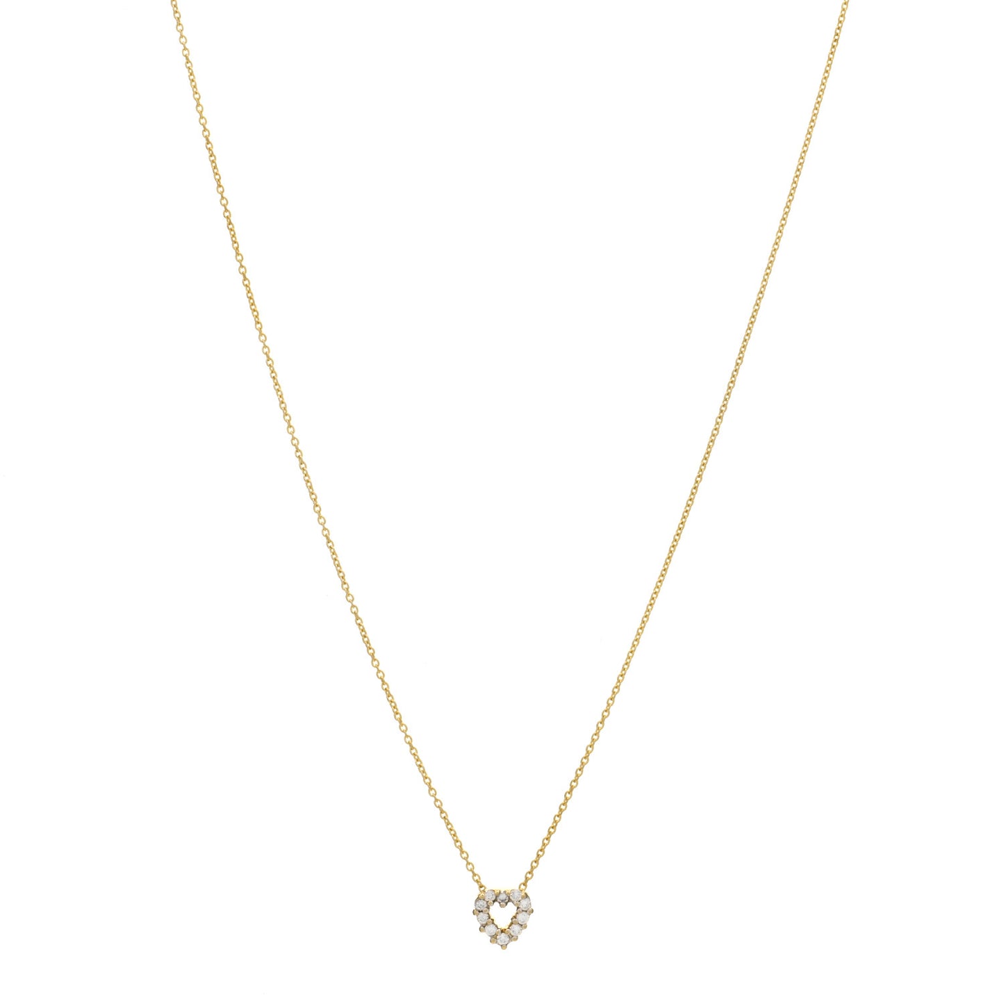 18K Yellow Gold Diamond Tiny Treasures Heart Pendant Necklace