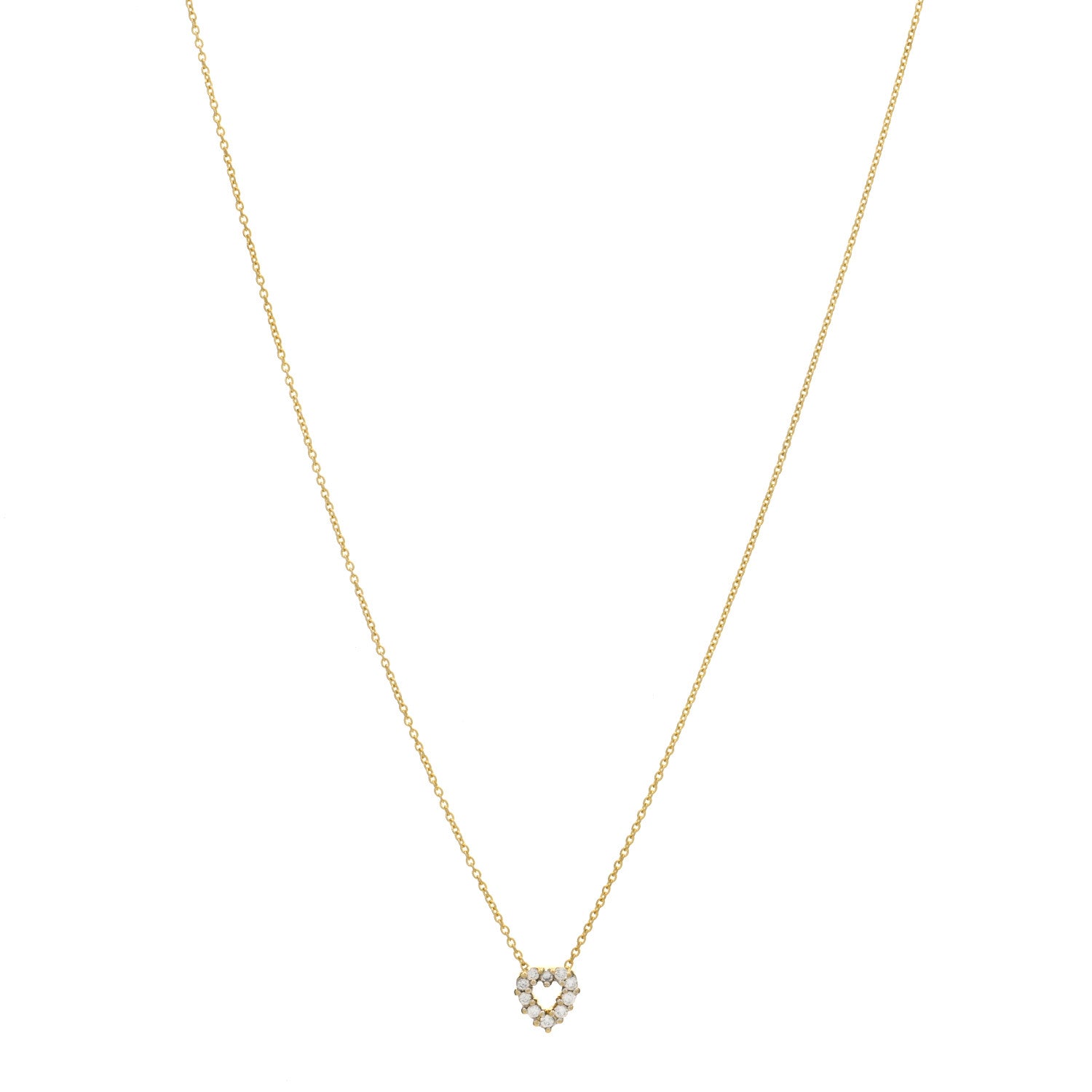 Roberto Coin 18K Yellow Gold Diamond Tiny Treasures Heart Pendant Necklace 1 of 3