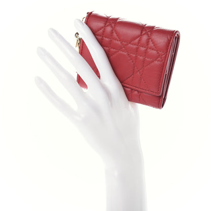 Christian Dior Lambskin Cannage Lady Dior Lotus Wallet Rusty Red 2 of 6
