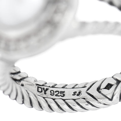 David Yurman Sterling Silver Diamond Pearl 8mm Petite Cerise Ring 54 6.75 5 of 5