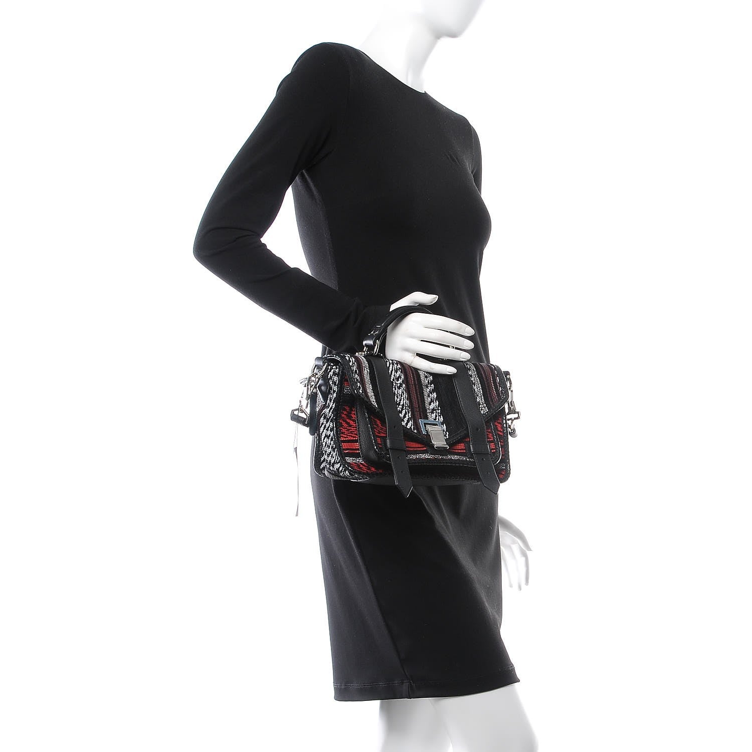 Proenza Schouler Mixed Woven Tiny PS1 Satchel Black White 2 of 8