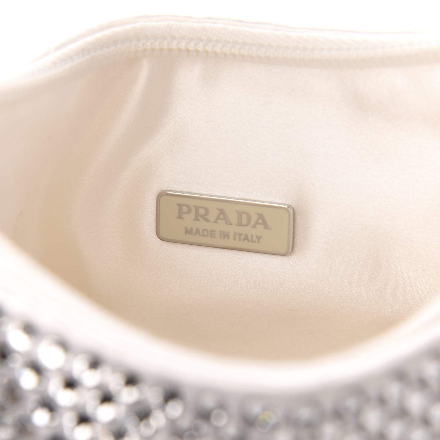 Prada Satin Crystal Mini Re-Edition 2000 Bag White 6 of 13