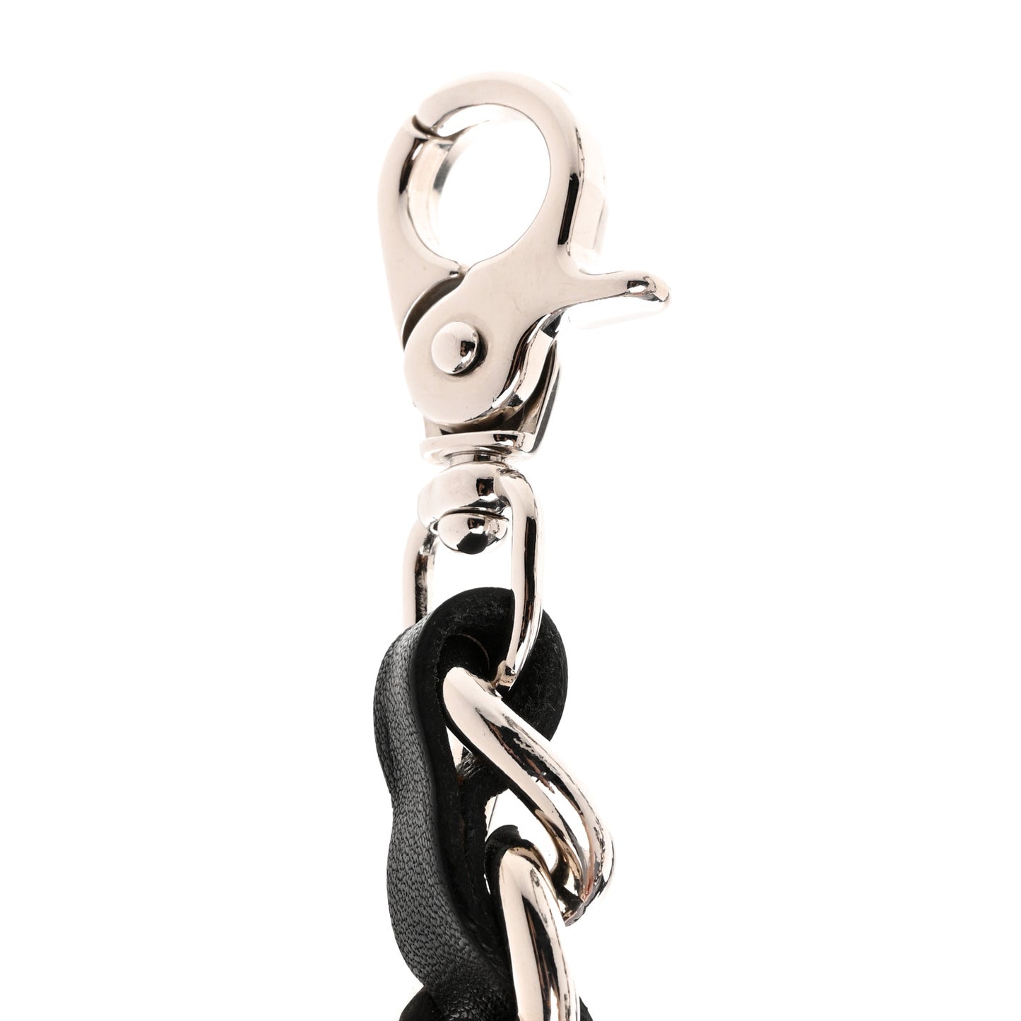 Lambskin CC Chain Belt Black Silver
