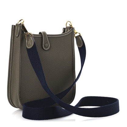 Hermes Taurillon Clemence Amazone Evelyne TPM Etoupe Bleu Indigo 3 of 13